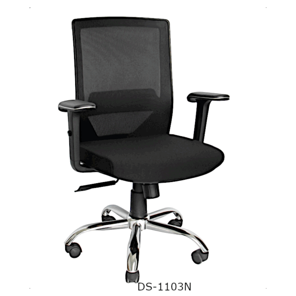 Silla secretarial tapizada en tela con ajuste de altura con brazos
