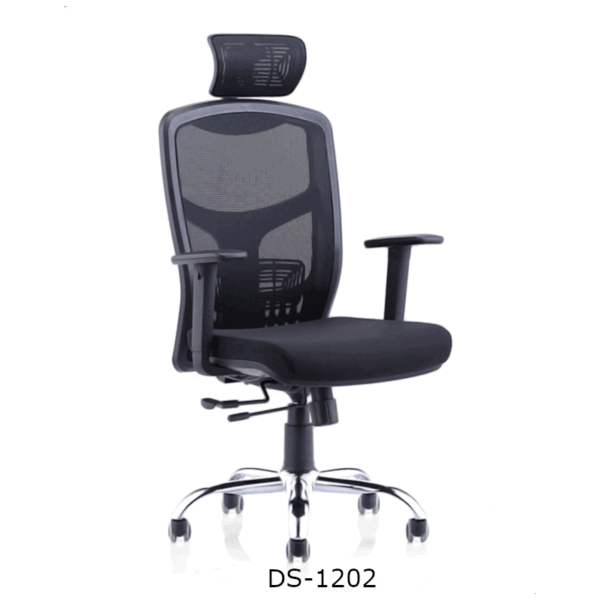 Silla ejecutiva tapizada en tela con ajuste de altura negra