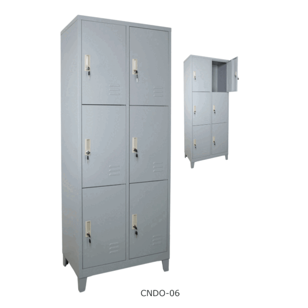 Locker metálico de 6 compartimientos gris