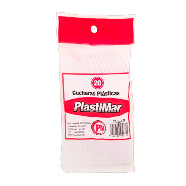 Cucharas Transparentes Plastimar de 20 unidades