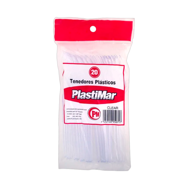 Tenedores Transparentes Plastimar de 20 unidades