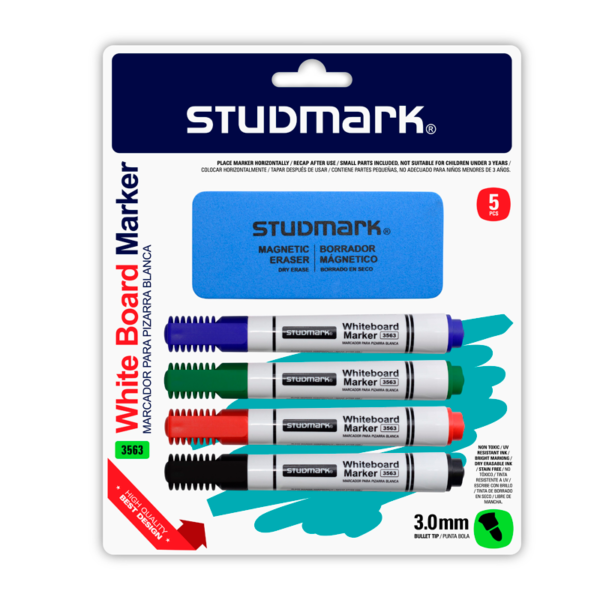 Set de 4 Marcadores de Tablero + 1 Borrador Studmark
